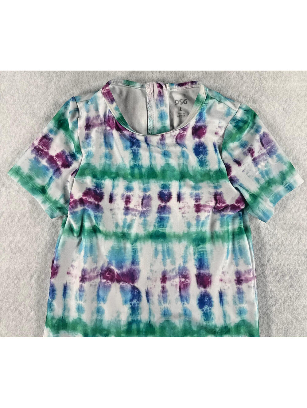 DSG Girls Large Tie Dye UPF 50+ Short Sleeve Zip Back One Piece Swimsuit NWT - Picture 2 of 6